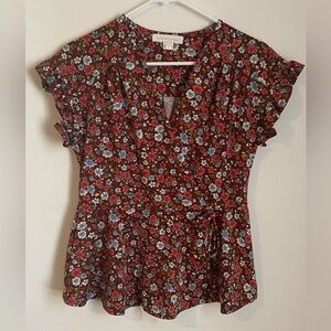 Monteau LOS ÁNGELES Women Floral XL Ruffled Sleeves Top Blouse